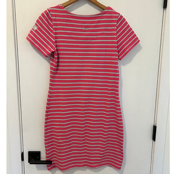 Joules Mariners Grade Cotton Striped T-Shirt Shift Dress Pink Size 4 - Picture 2 of 5